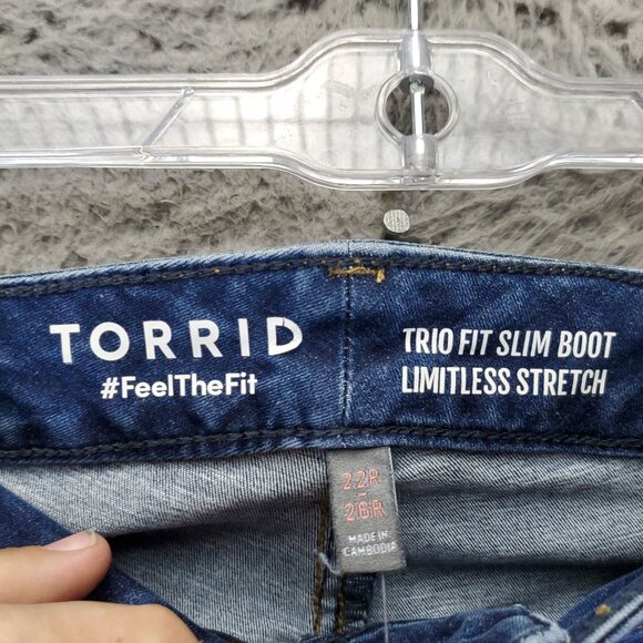 Torrid Jeans Womens 22-26 Blue Trio Fit Slim Boot High-Rise Stretch Denim *NWT* - Picture 2 of 16